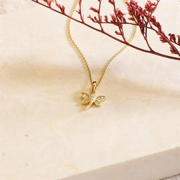 14 Ayar Altın Taşlı Yusufçuk Kolye 2,03 gr - 7