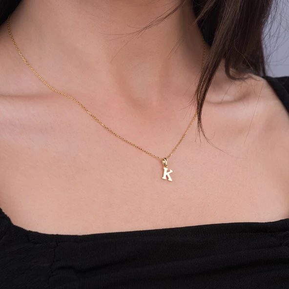 14 Ayar Altın K Harfi Kolye 1,52 gr - Resim 2