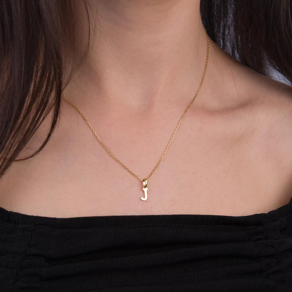 14 Ayar Altın J Harfi Kolye 1,43 gr - Resim 2