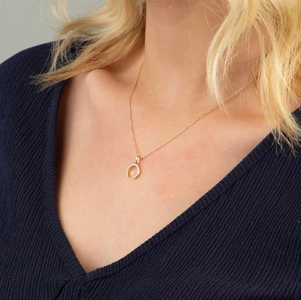 14 Ayar Altın Sade At Nalı Kolye  1,77 gr - Resim 4