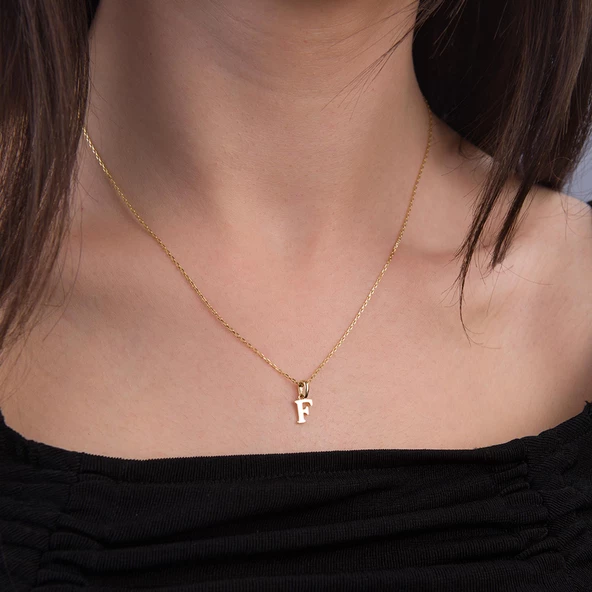 14 Ayar Altın F Harfi Kolye 1,47 gr - Resim 2