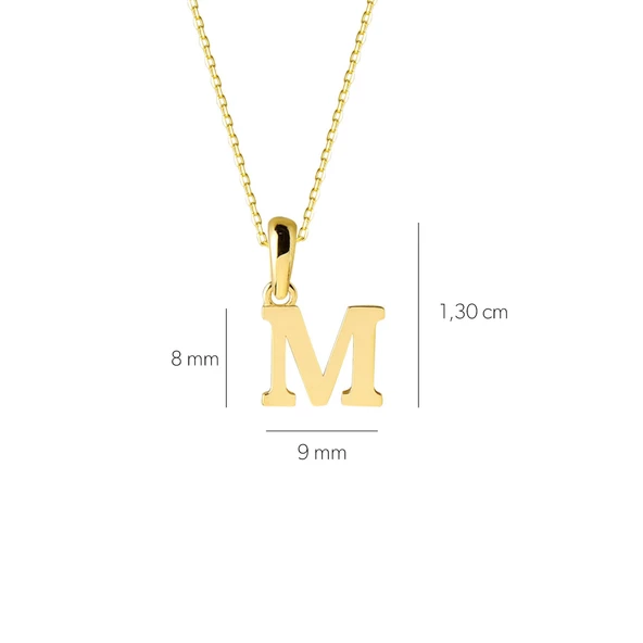 14 Ayar Altın M Harfi Kolye 1,55 gr - Resim 3