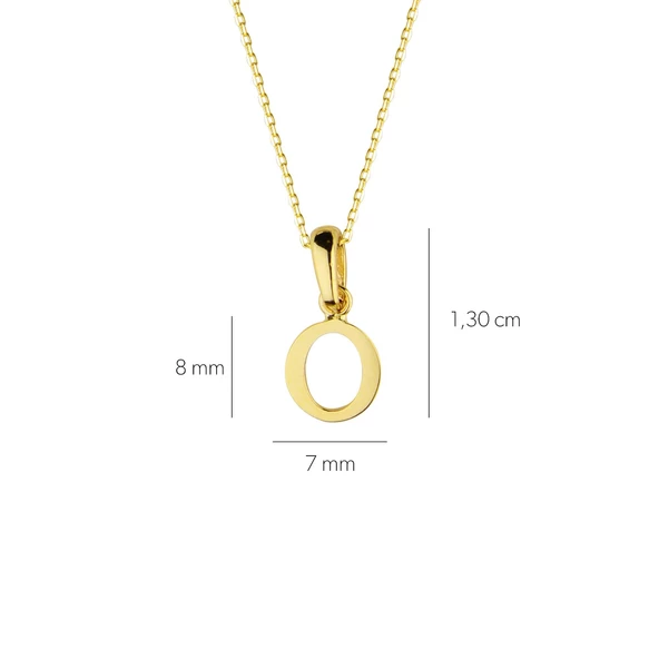 14 Ayar Altın O Harfi Kolye 1,54 gr - Resim 3