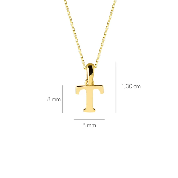 14 Ayar Altın T Harfi Kolye 1,47 gr - Resim 3