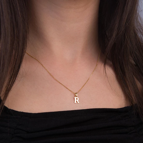 14 Ayar Altın R Harfi Kolye 1,49 gr - Resim 2