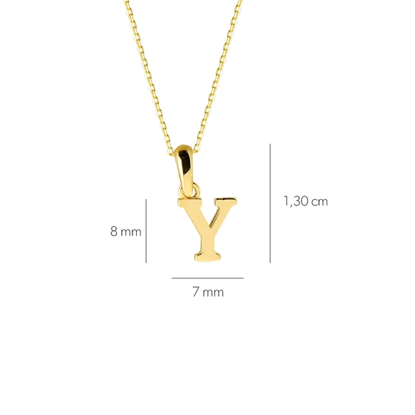14 Ayar Altın Y Harfi Kolye 1,45 gr - Resim 3