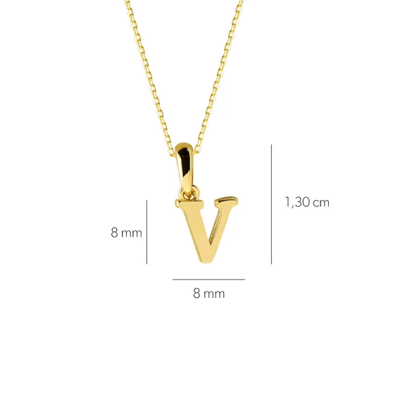 14 Ayar Altın V Harfi Kolye 1,47 gr - Resim 3