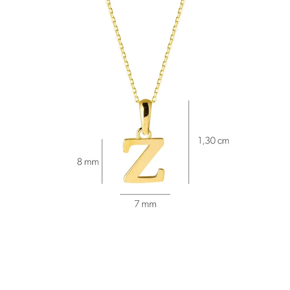 14 Ayar Altın Z Harfi Kolye 1,48 gr - Resim 3