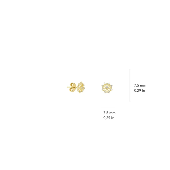 14 Ayar Taşlı Kar Tanesi Altın Küpe 1,30 gr - 5