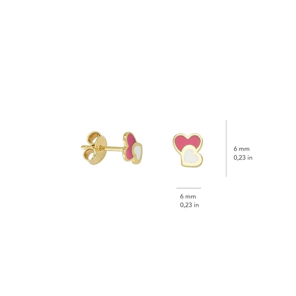 14 Ayar Altın Kalp Çocuk Küpe 0,93 gr - Resim 2