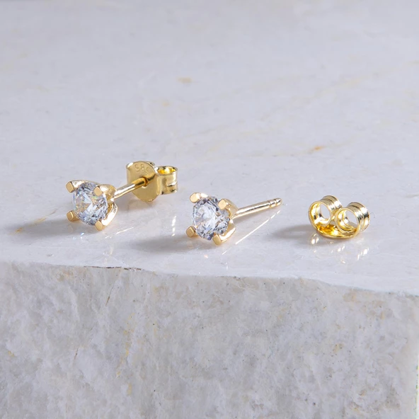 14 Ayar Tektaş Altın Küpe 1,08 gr