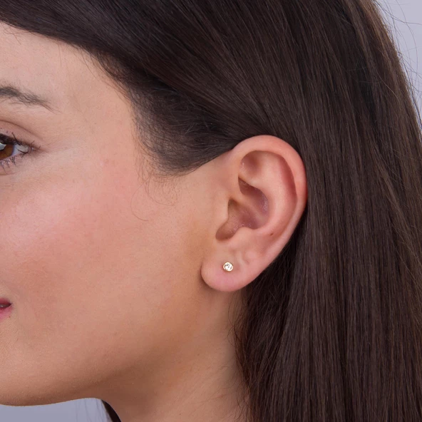 14 Ayar Tektaş Altın Küpe 0,80 gr - 2