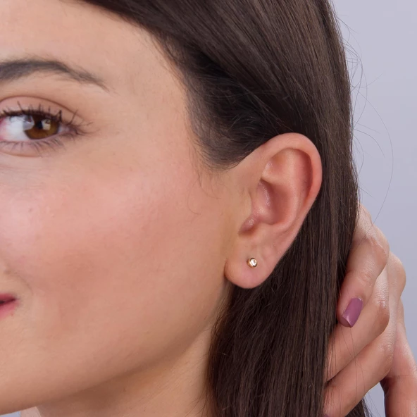 14 Ayar Tektaş Altın Küpe 0,80 gr - 4