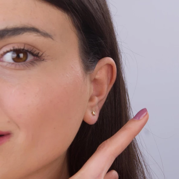 14 Ayar Tektaş Altın Küpe 0,80 gr - 3