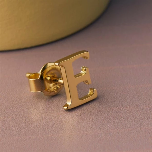 14 Ayar Altın E Harf Küpe 0,45 gr - 8