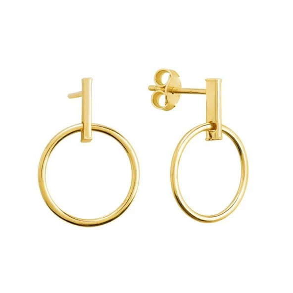 14 Ayar Altın Sallantı Alt Parça Yuvarlak Küpe 1,89 gr - 2