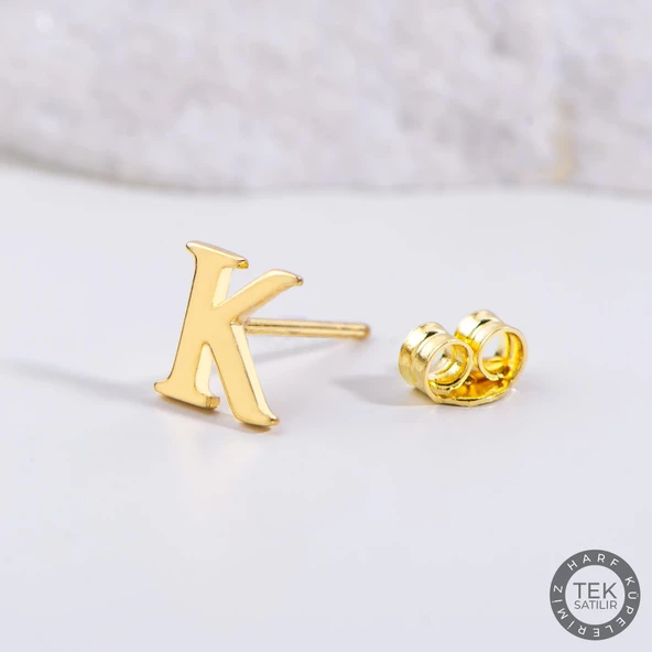 14 Ayar Altın K Harf Küpe 0,49 gr