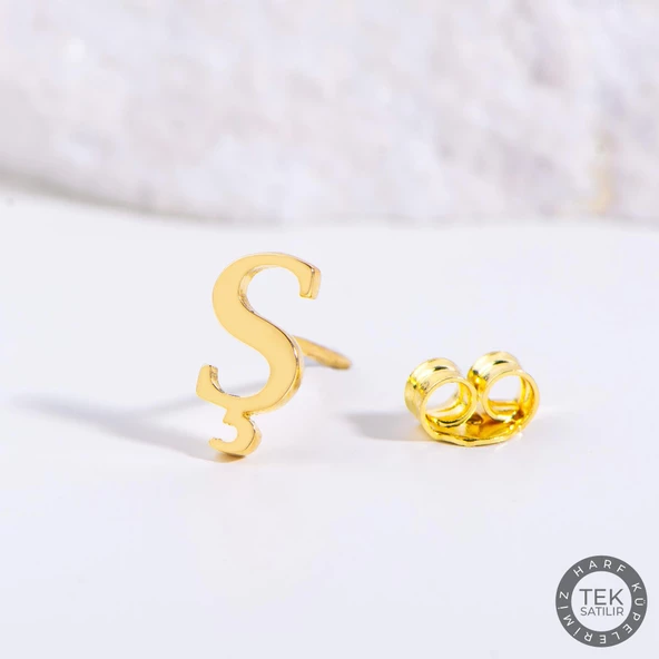 14 Ayar Altın Ş Harf Küpe 0,46 gr