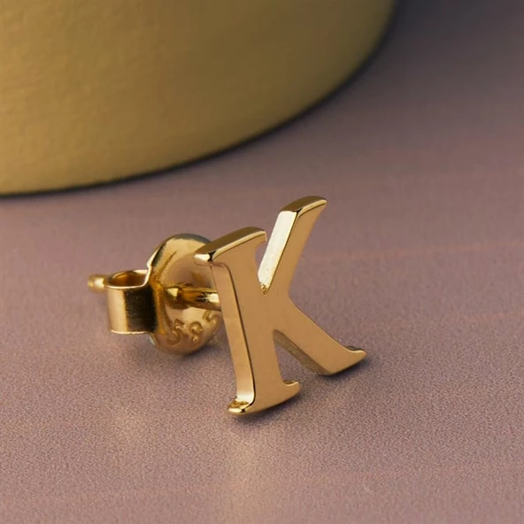 14 Ayar Altın K Harf Küpe 0,49 gr - 7