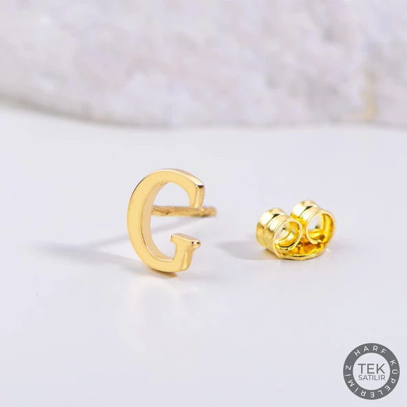 14 Ayar Altın G Harf Küpe 0,46 gr