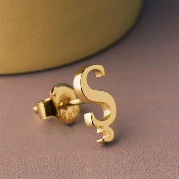 14 Ayar Altın Ş Harf Küpe 0,46 gr - 8