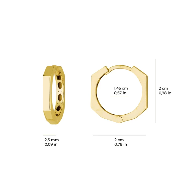 14 Ayar İtalyan Altıgen Altın Küpe 3,00 gr - 5