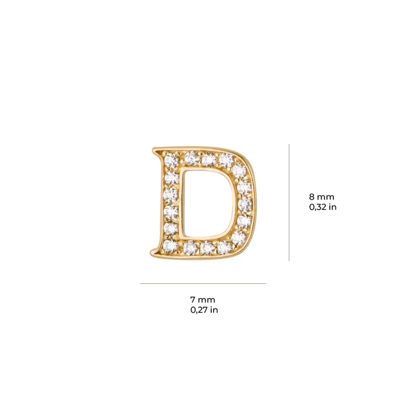 14 Ayar Altın Taşlı D Harf Küpe 0,58 gr - 3