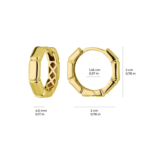 14 Ayar İtalyan Altıgen Altın Küpe 3,35 gr - 5