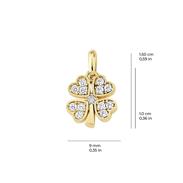 14 Ayar Altın Taşlı Yonca Kolye Ucu 0,97 gr - 2