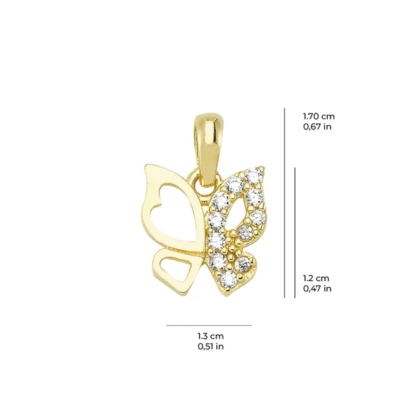 14 Ayar Altın Taşlı Kelebek Kolye Ucu 0,82 gr - Resim 2