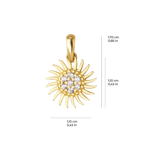 14 Ayar Altın Güneş Kolye Ucu 1,09 gr - Resim 2