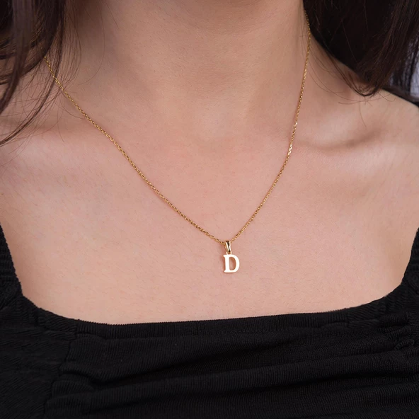 14 Ayar Altın D Harfi Kolye Ucu 0,35 gr - Resim 4