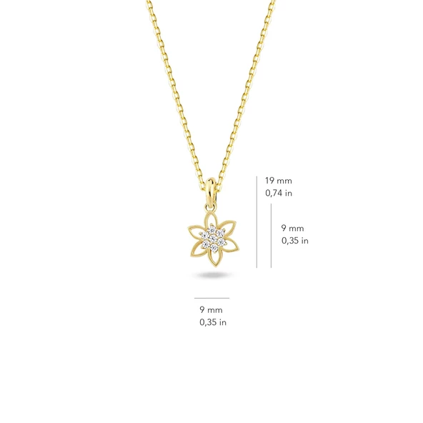 14 Ayar Altın Taşlı Çiçek Kolye 1.7 gr - Resim 2