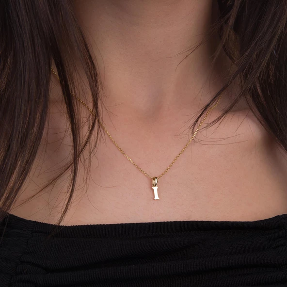 14 Ayar Altın I Harfi Kolye Ucu 0,35 gr - Resim 4