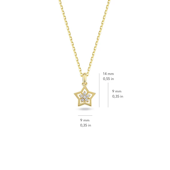 14 Ayar Altın Taşlı Yıldız Kolye 1.68 gr - Resim 2