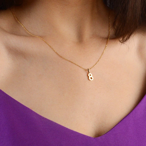 14 Ayar Sekiz Rakamı Altın Kolye Ucu 0,60 gr - 3