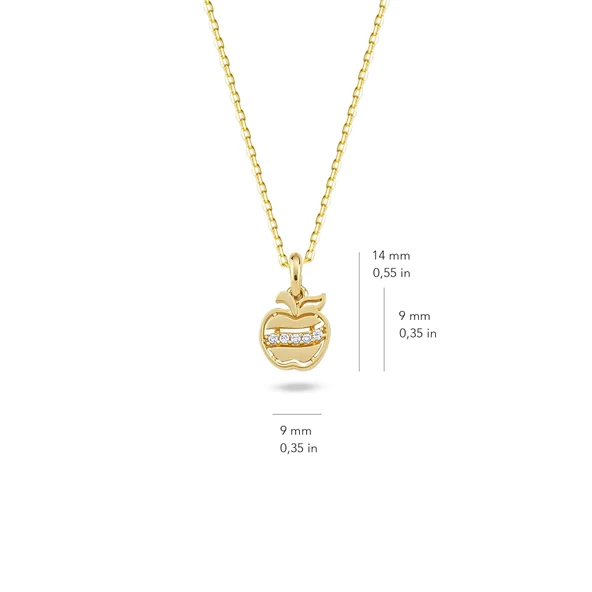 14 Ayar Altın Taşlı Elma Kolye 1.78 gr - Resim 2