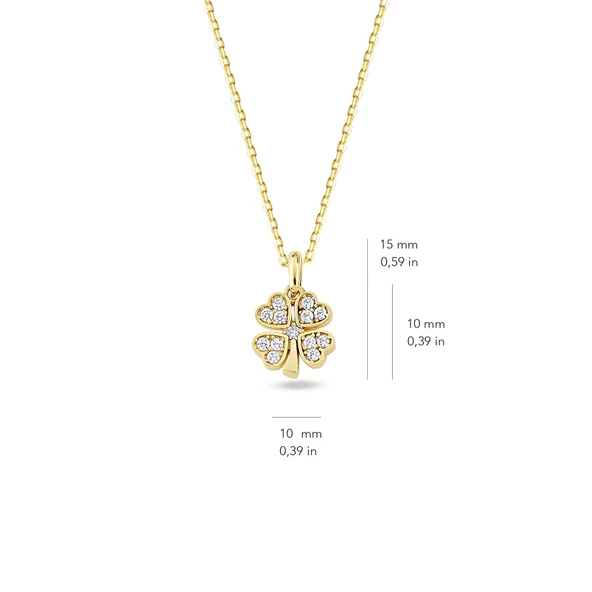 14 Ayar Altın Taşlı Yonca Kolye 2,12 gr - 2