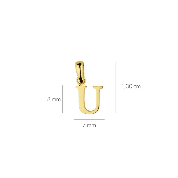 14 Ayar Altın U Harfi Kolye Ucu 0,45 gr - Resim 2