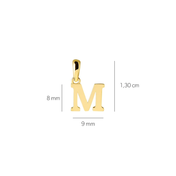 14 Ayar Altın M Harfi Kolye Ucu 0,45 gr - 2