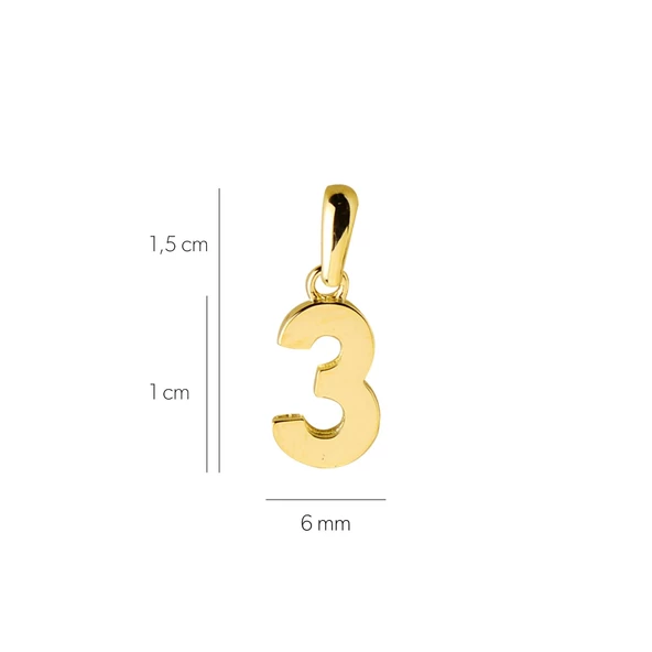 14 Ayar Üç Rakamı Altın Kolye Ucu 0,53 gr - Resim 2
