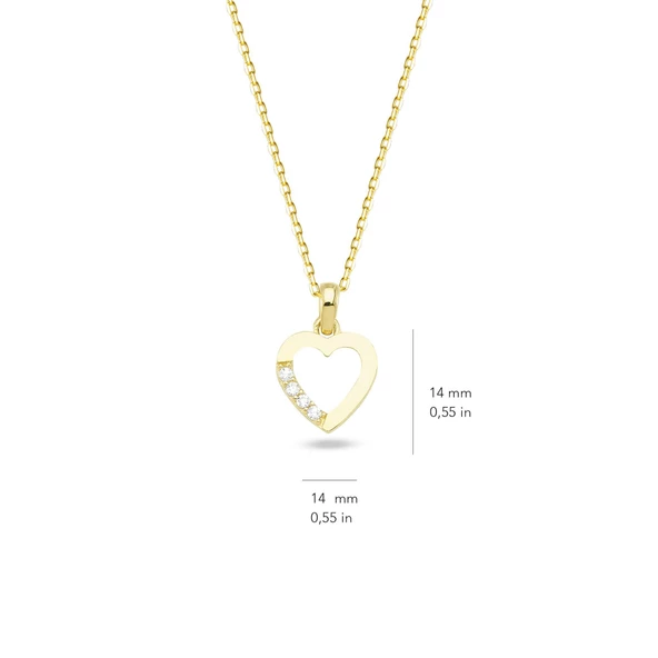14 Ayar Altın Kalp Taşlı Kolye 1.68 gr - Resim 2