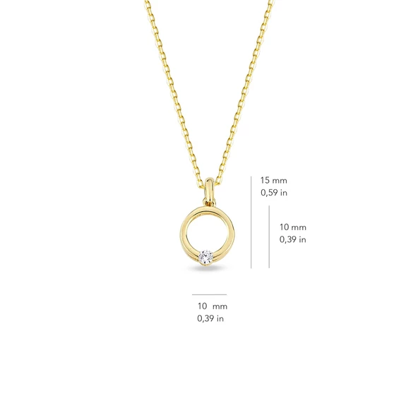 14 Ayar Altın Yuvarlak Tek Taşlı Kolye 1.76 gr - Resim 2