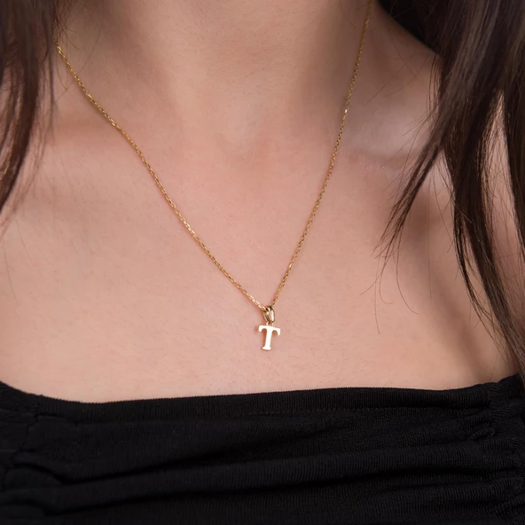 14 Ayar Altın T Harfi Kolye Ucu 0,37 gr - Resim 4