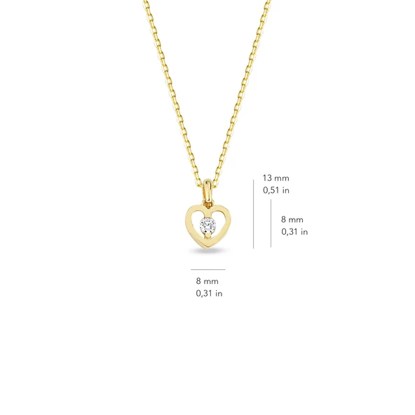 14 Ayar Altın Tek Taşlı Kalp Kolye 1,7 gr - Resim 2
