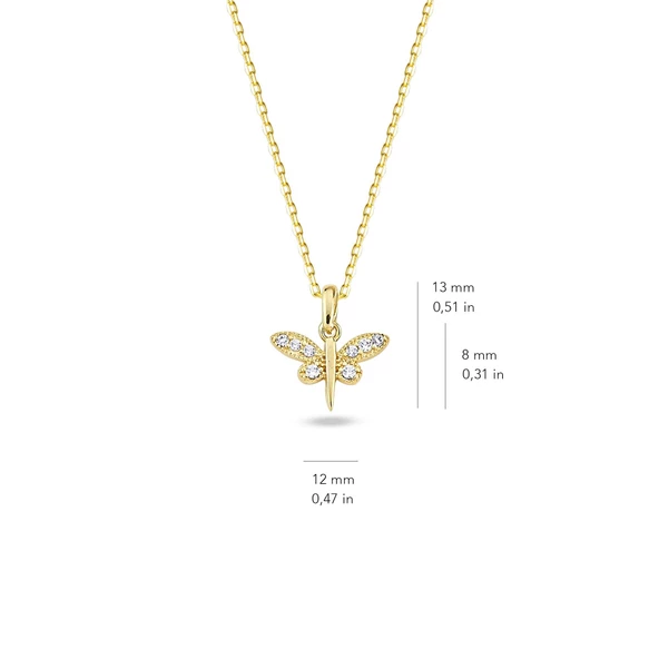 14 Ayar Altın Yusufçuk Kolye 1.8 gr - Resim 2