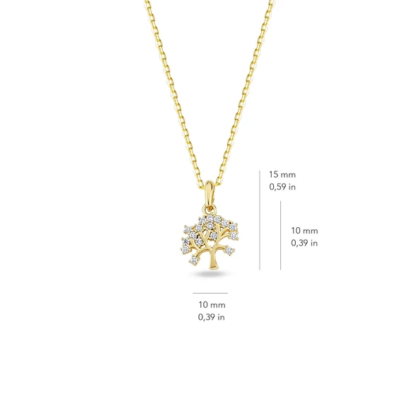 14 Ayar Altın Hayat Ağacı Kolye 1.88 gr - Resim 2
