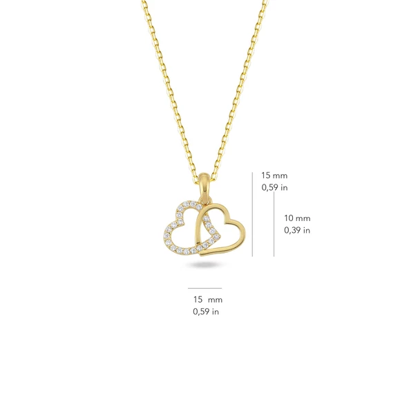 14 Ayar Altın Çift Kalp Kolye 1.97 gr - Resim 2