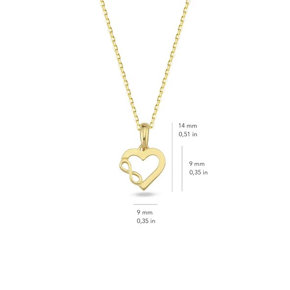 14 Ayar Altın Kalp Sonsuzluk Kolye 1,73 gr - Resim 2