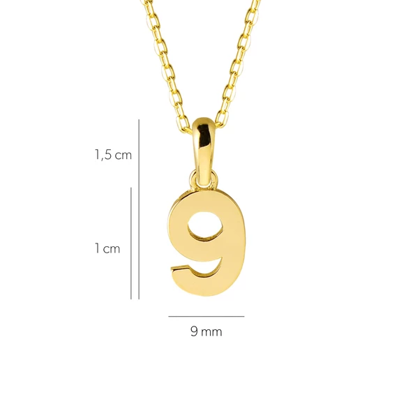 14 Ayar Dokuz Rakamı Altın Kolye 1,67 gr - Resim 2